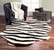 Faux Zebra Skin Rug, Ivory and Brown Stripe