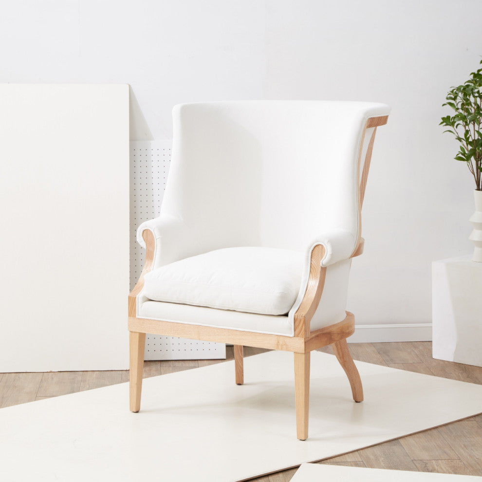 Safavieh Couture Leahbeth Wingback Accent Chair, White/Natural