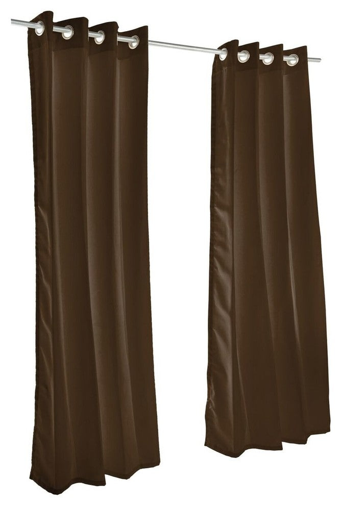 Canvas Bay Brown Sunbrella Outdoor Curtain with Grommets, 96"x50"
