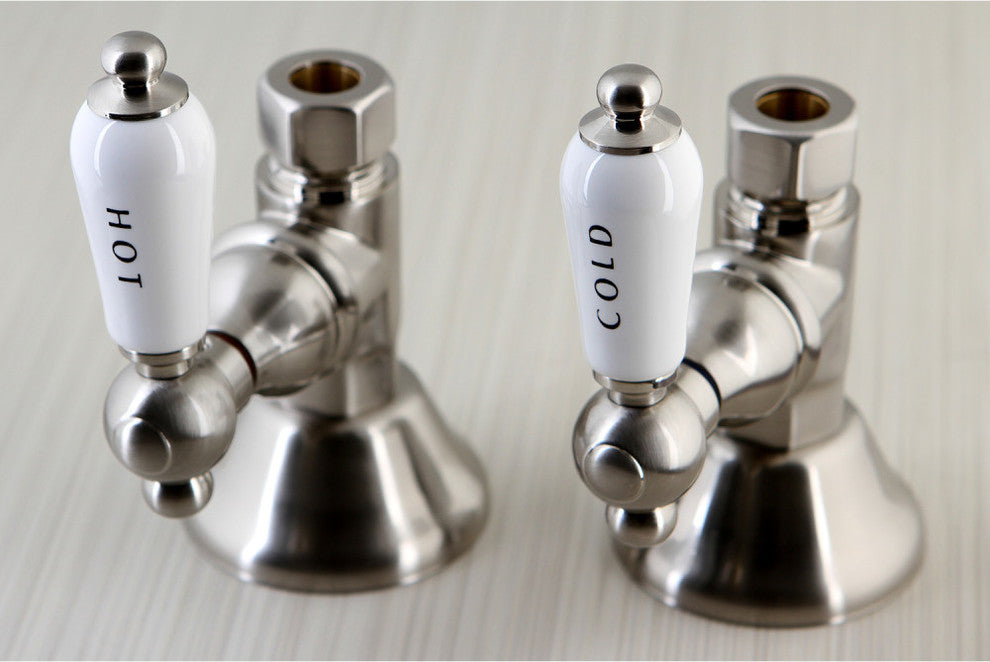 Kingston Brass Straight Stop Shut Off Valve, Brushed Nickel