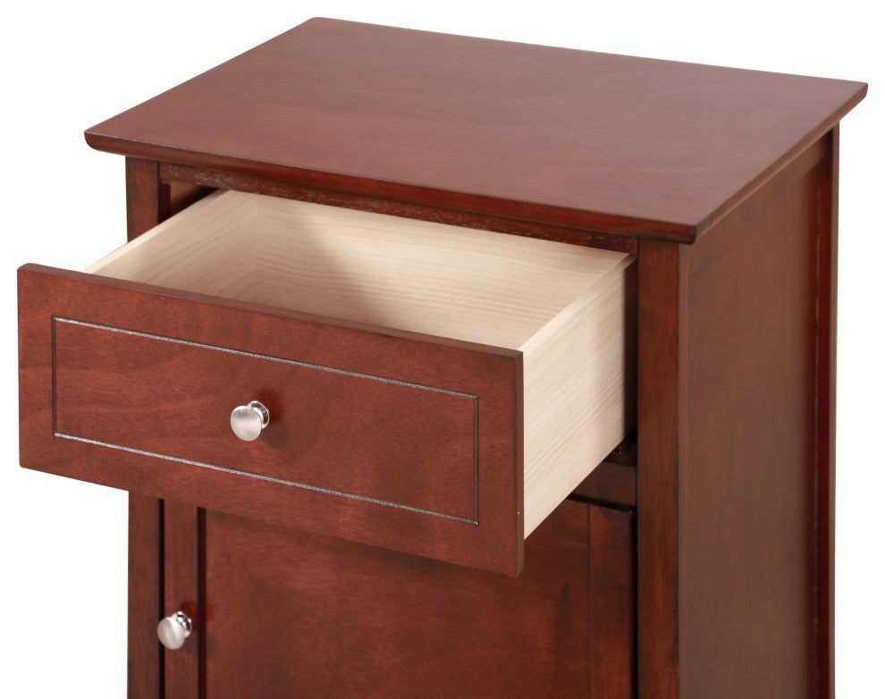 Lzzy 1-Drawer Nightstand (25 in. H x 19 in. W x 15 in. D), Cherry