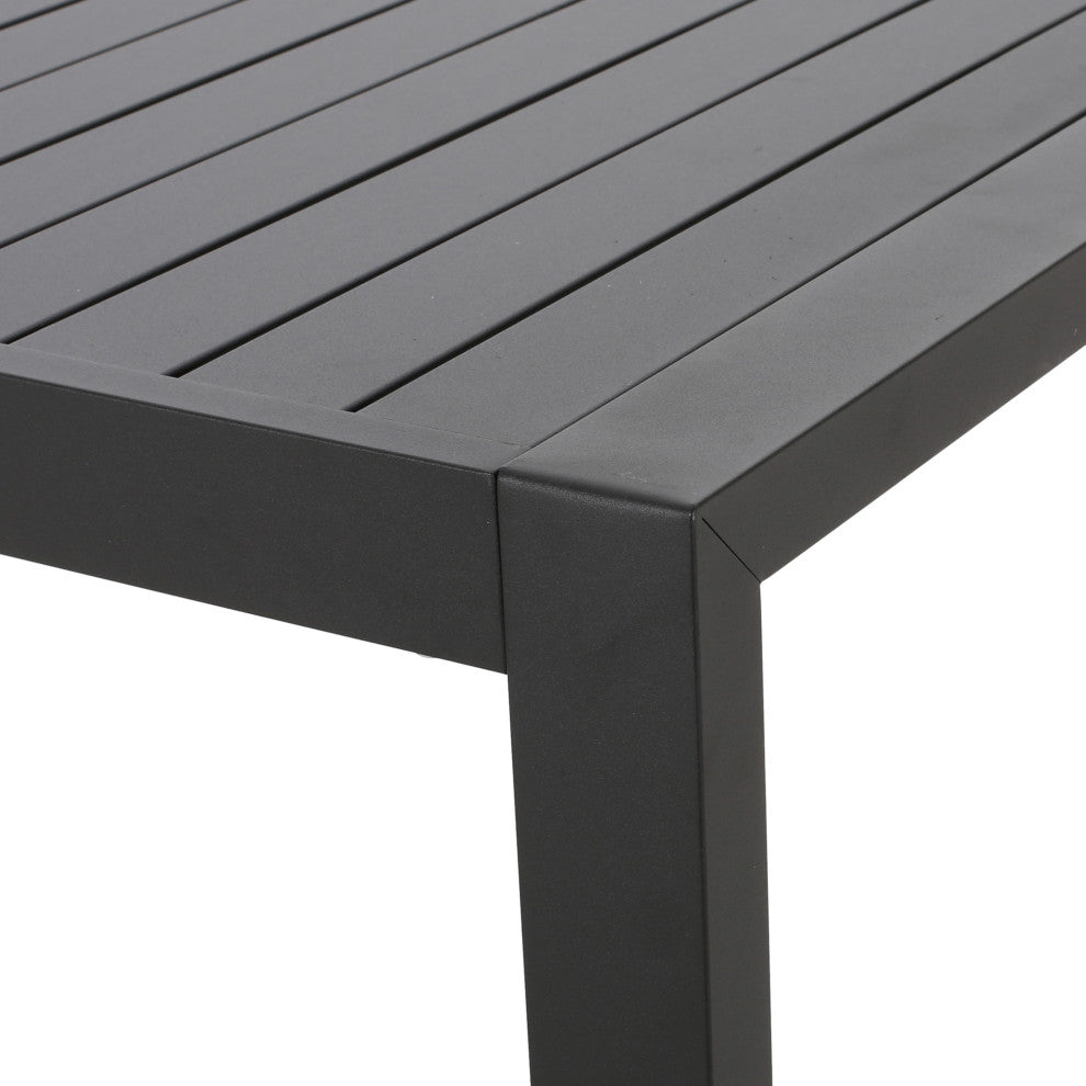 Edith Outdoor Aluminum Dining Table, Black