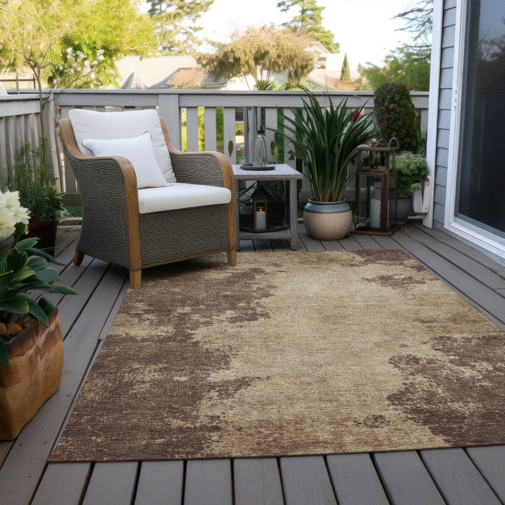 Machine Washable Indoor/Outdoor Chantille ACN1902 Brown 5' x 7'6" Rug