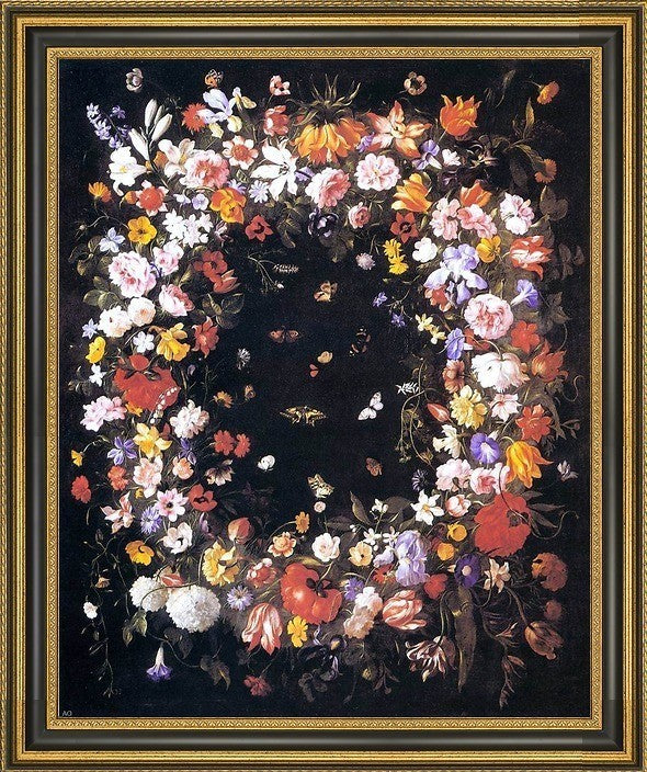 Pier Francesco Cittadini Garland of Flowers Framed Premium Canvas Print, 16"x20"