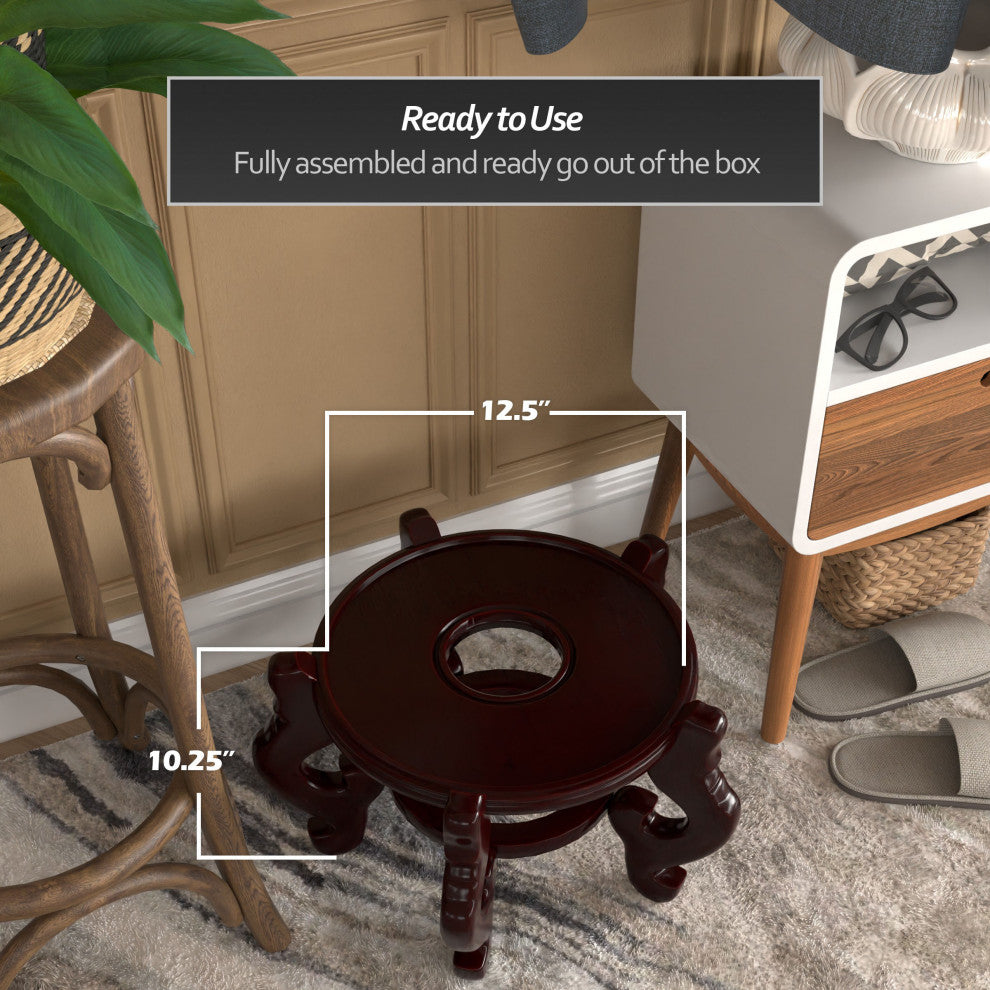Rosewood Fishbowl Stand, Size 12.5" Base Diameter