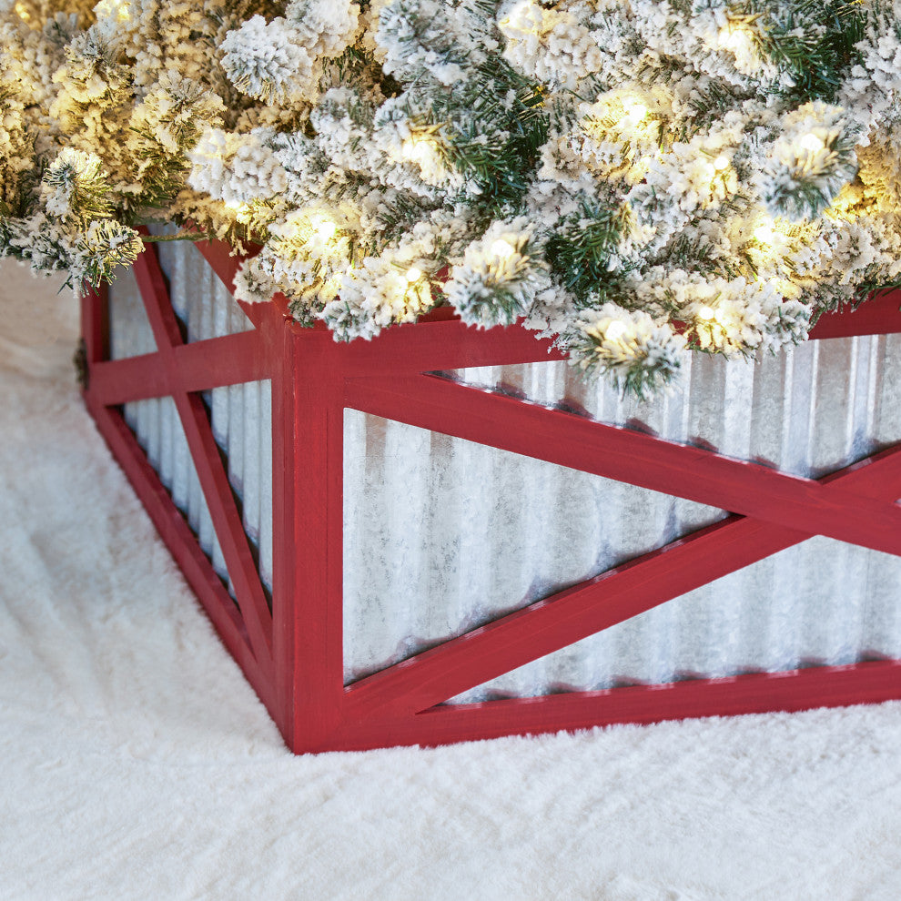 Galvanized Corrugated Metal and Wooden Tree Collar