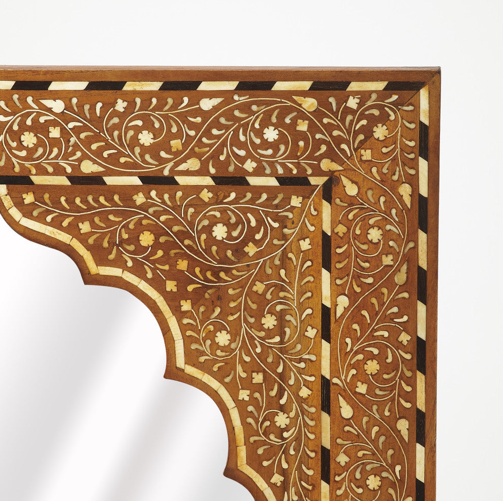 Butler Chevrier Wood and Bone Inlay Wall Mirror