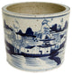 Blue and White Porcelain Landscape Motif Flower Pot 8"