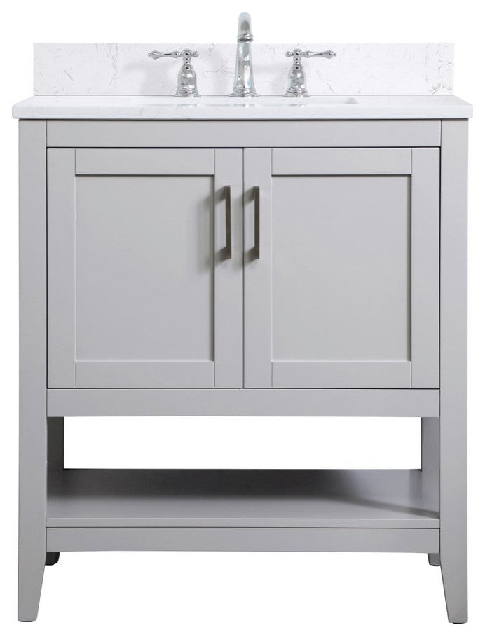 Elegant VF16030GR-BS 30"Single Bathroom Vanity, Gray With Backsplash