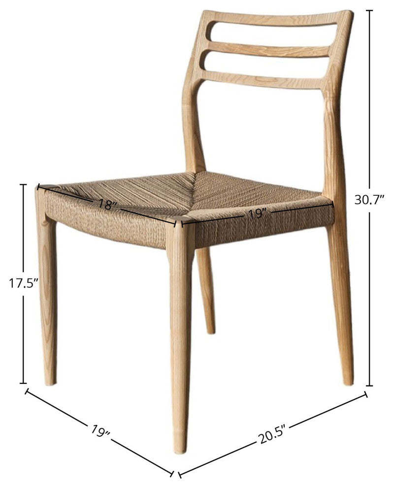 Java Ash Wood Dining Chair, Set of 2, Natural