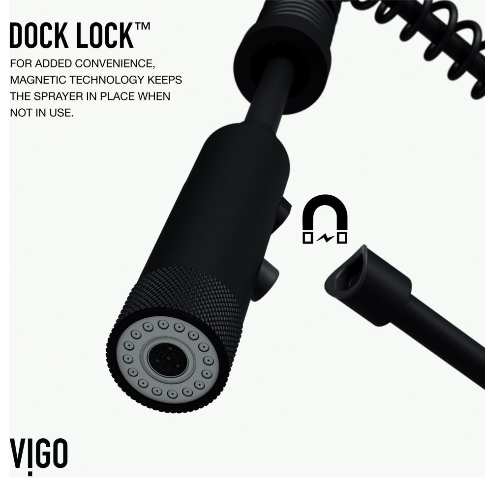 VIGO Sterling 23" H Single Handle Pull-Down Sprayer Kitchen Faucet, Matte Black, Without Extras