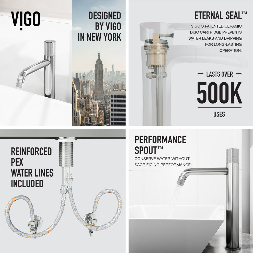VIGO Apollo 12" H Single Handle Single Hole Bathroom Vessel Faucet, Chrome