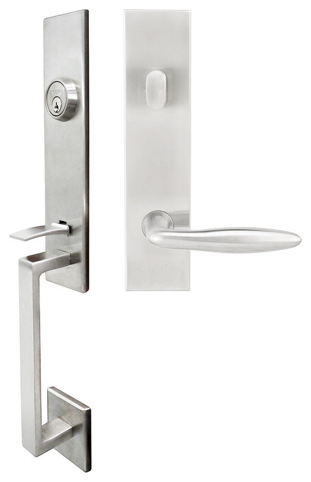 Summer Lever, Tubular Entry Handleset, Left Hand Reverse, Satin Stainless Steel