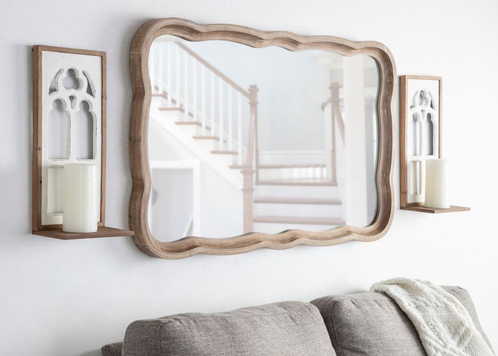 Mirabela Wood Wall Sconce Shelf Set, Brown 2 Piece