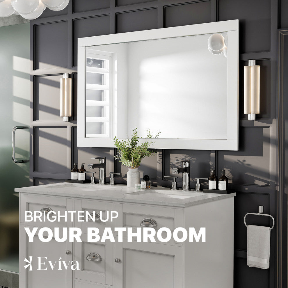 Eviva Aberdeen 48" x 30" Rectangular White Wooden Framed Mirror
