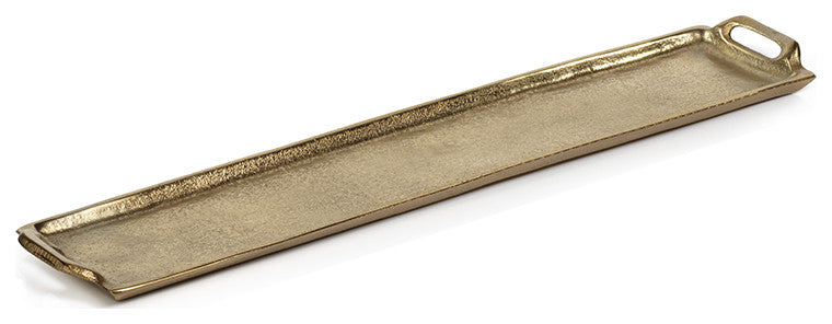 26" Khanya Rectangular Aluminum Tray, Dark Gold