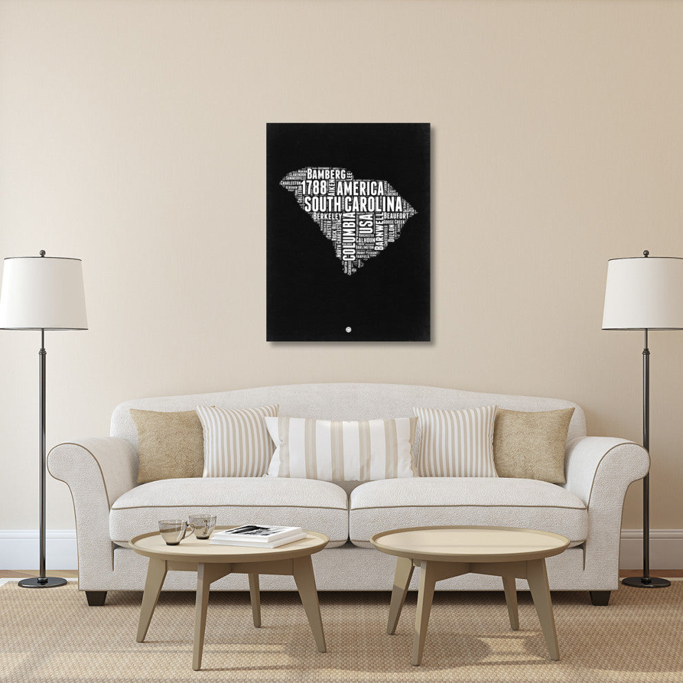 "South Carolina Black and White Map" Fine Art Print