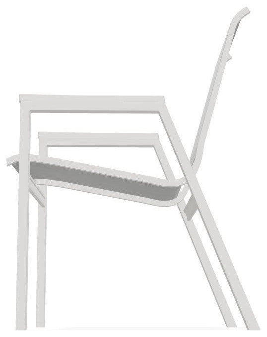 Bazza Sling Stackable Outdoor Dining Chair, Alloy/Snow