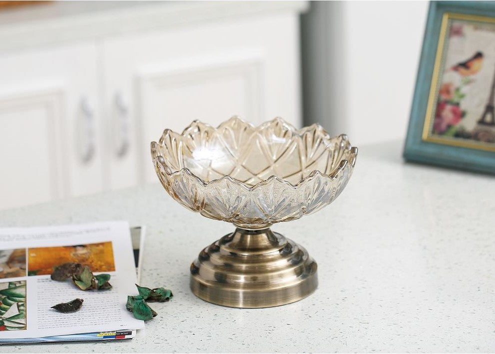 Matashi Champagne Colored Vintage High Quality Glass Candy Dish