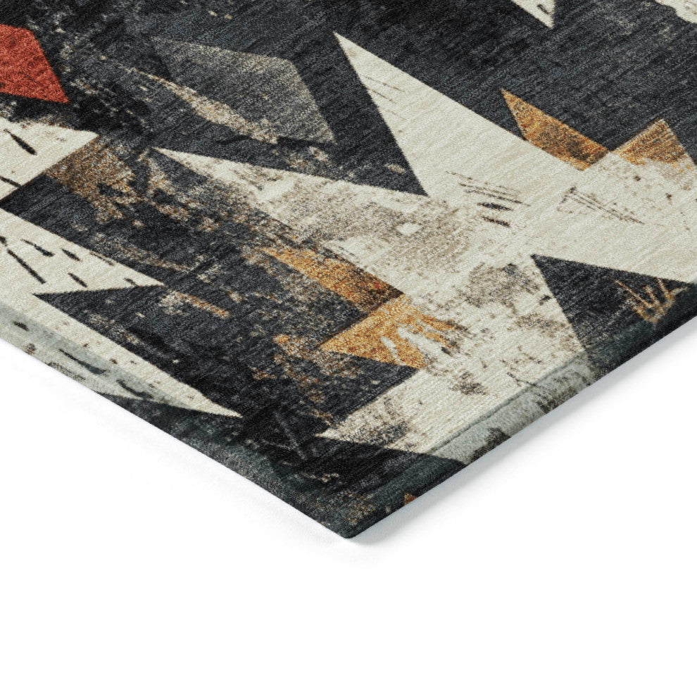 Machine Washable Indoor/Outdoor Chantille ACN1879 Black 3' x 5' Rug
