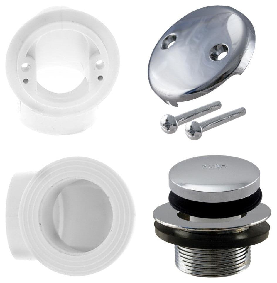 Tip Toe Sch. 40 PVC Plumber'S Pack With Two-Hole Elbow In Polished Chrome