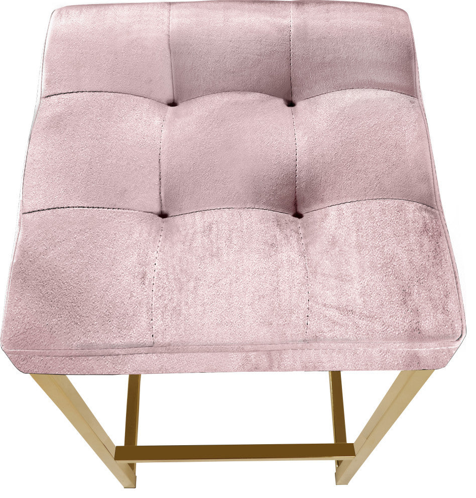 Nicola Counter Stool, Set of 2, Pink, Velvet, Gold Base