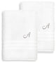 Denzi Bath Towels With Monogrammed Letter, Set of 2, A