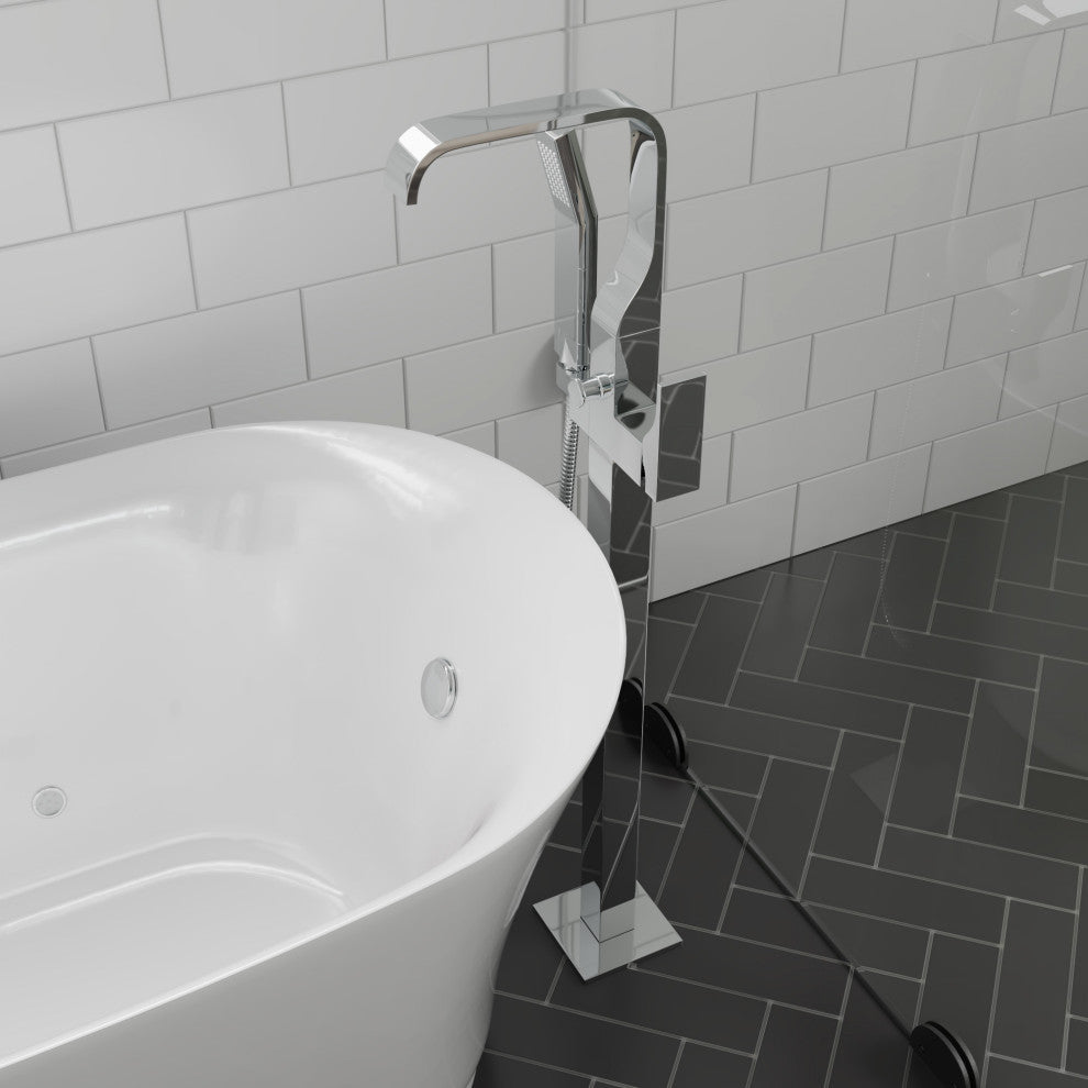 Alfi brand AB2180-PC Floor Mount Tub Filler w/ Shower Head Polished Chrome