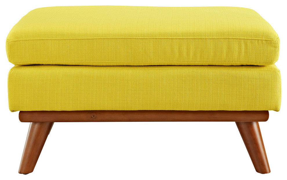 Modern Contemporary Fabric Ottoman , Yellow, Fabric