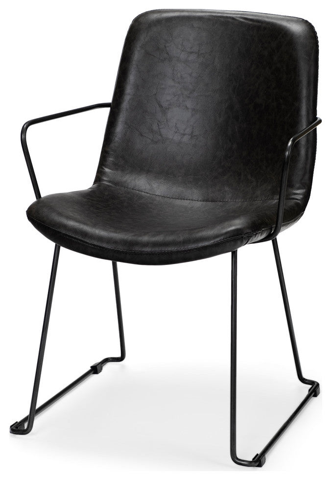 Sawyer Black Faux-Leather Wrap Seat With Black Metal Frame Dining Chair