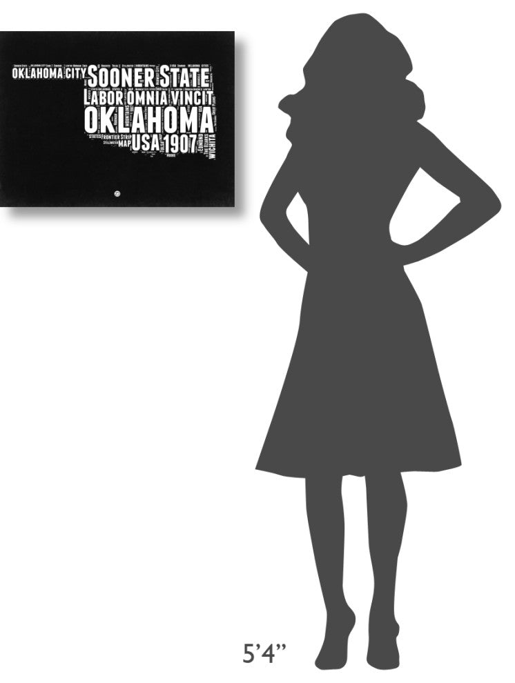 "Oklahoma Black and White Map" Fine Art Print