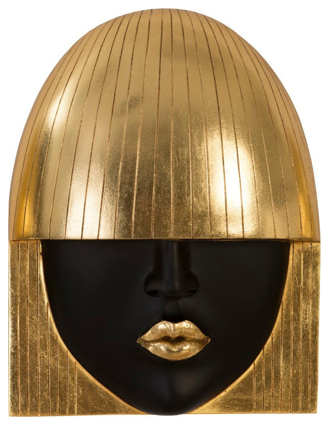 Fashion Faces Wall Tiles, 3-Piece Set, Gold Leaf