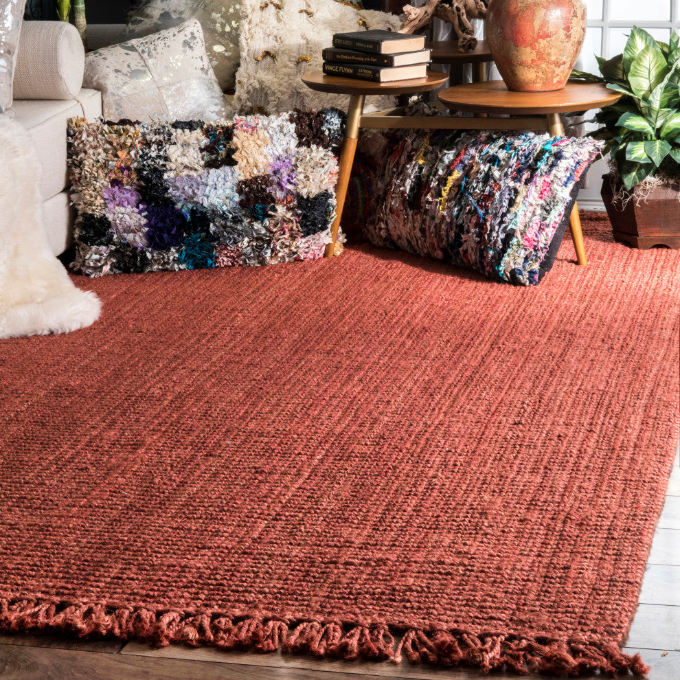Nuloom Hand Woven Maui Chunky Loop Rug, Brick 7'6"x9'6"