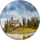 Castle By The Lake, Photography Landscape Round Metal Wall Art, 38"