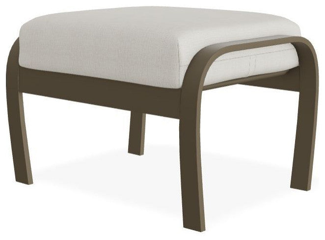 Belle Isle Cushion Outdoor Ottoman, Grasscloth Buff/Beachwood