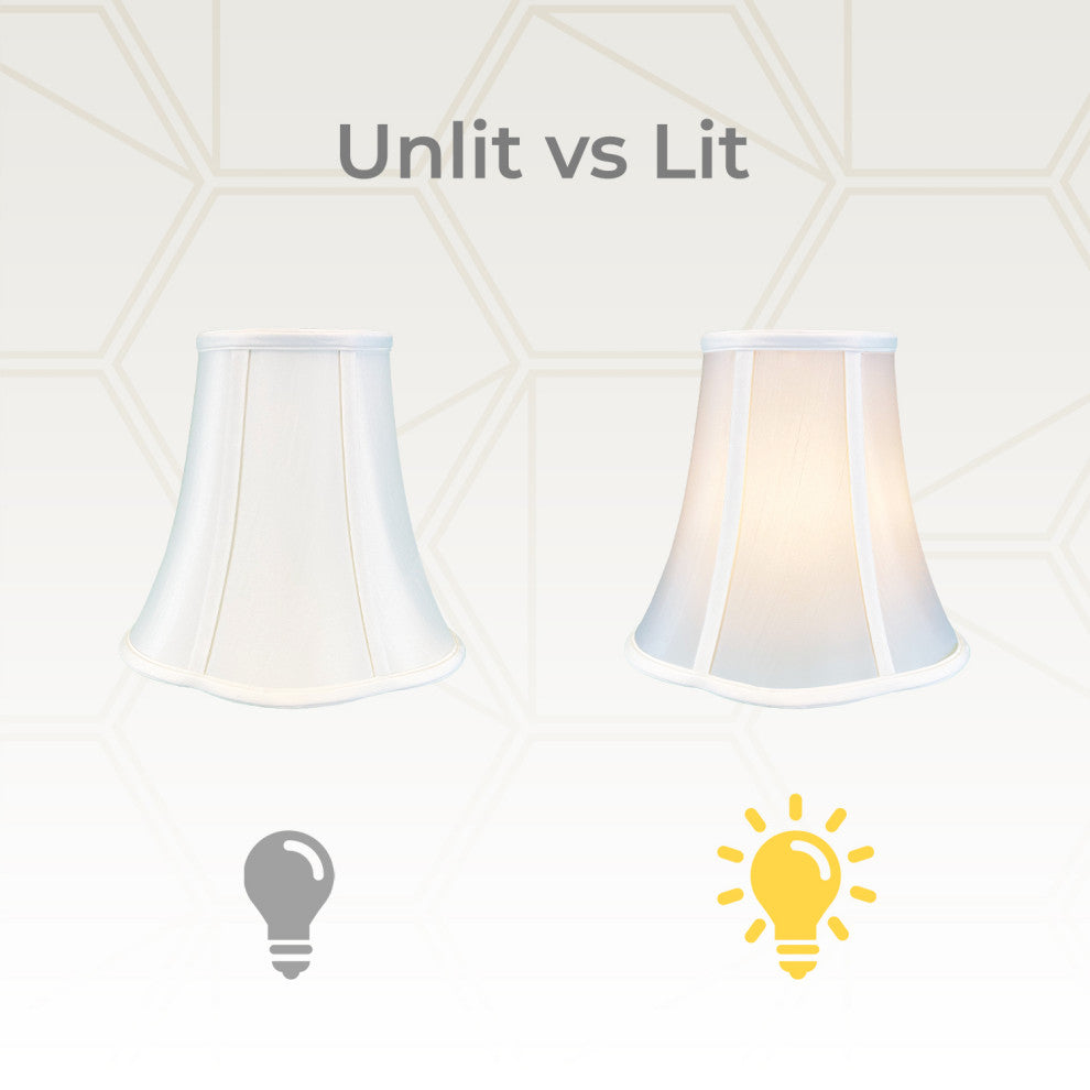 Royal Designs Bottom Scalloped Bell Lamp Shade, White, 8x16x13, Set of 2