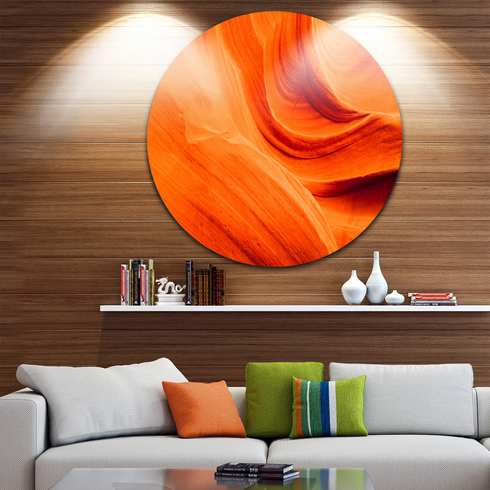 Orange Upper Antelope Canyon, Landscape Photo Round Wall Art, 38"