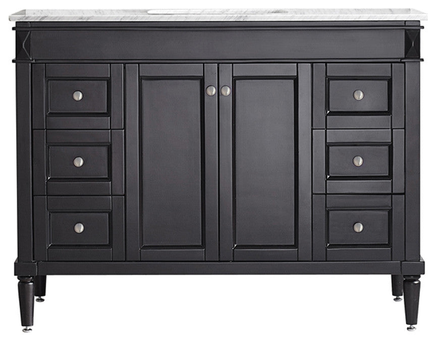 48" Vanity in Espresso with Carrara White Marble Countertop Without Mirror