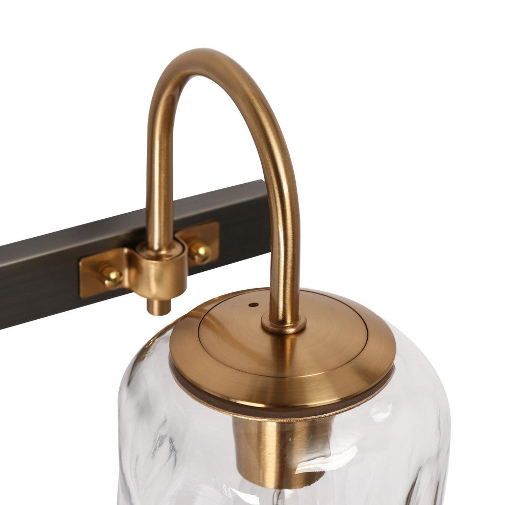 LNC Matte Black and Polished Gold Mason Jar Modern Wall Sconces, 4 Lights