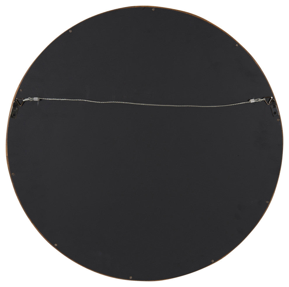 Hutton Round Wood Wall Mirror, Rustic Brown 22" Diameter