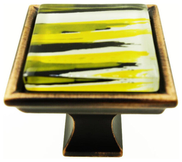 Hand Brushed Gold Rush Crystal Glass Oil Rubbed Bronze Madison Classic Knob