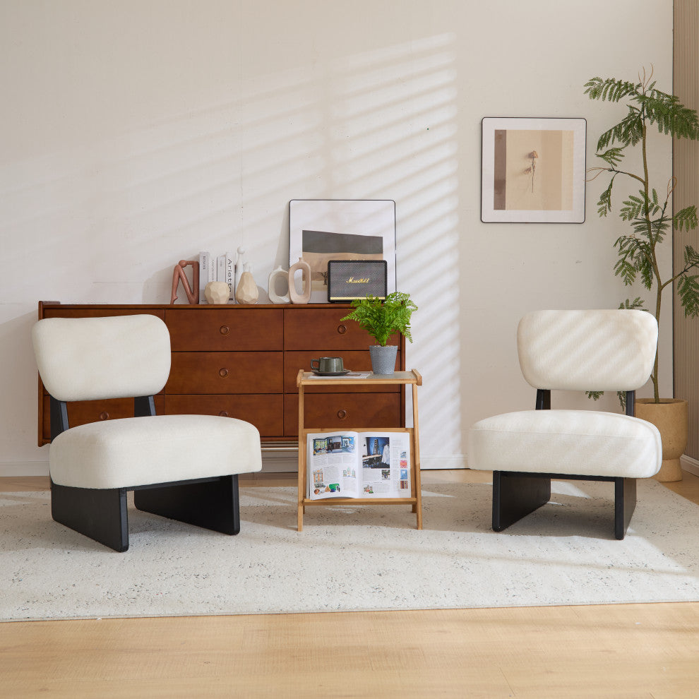 GDF Studio Modern Upholstered Accent Chairs, Base, Black/White, Set of 2