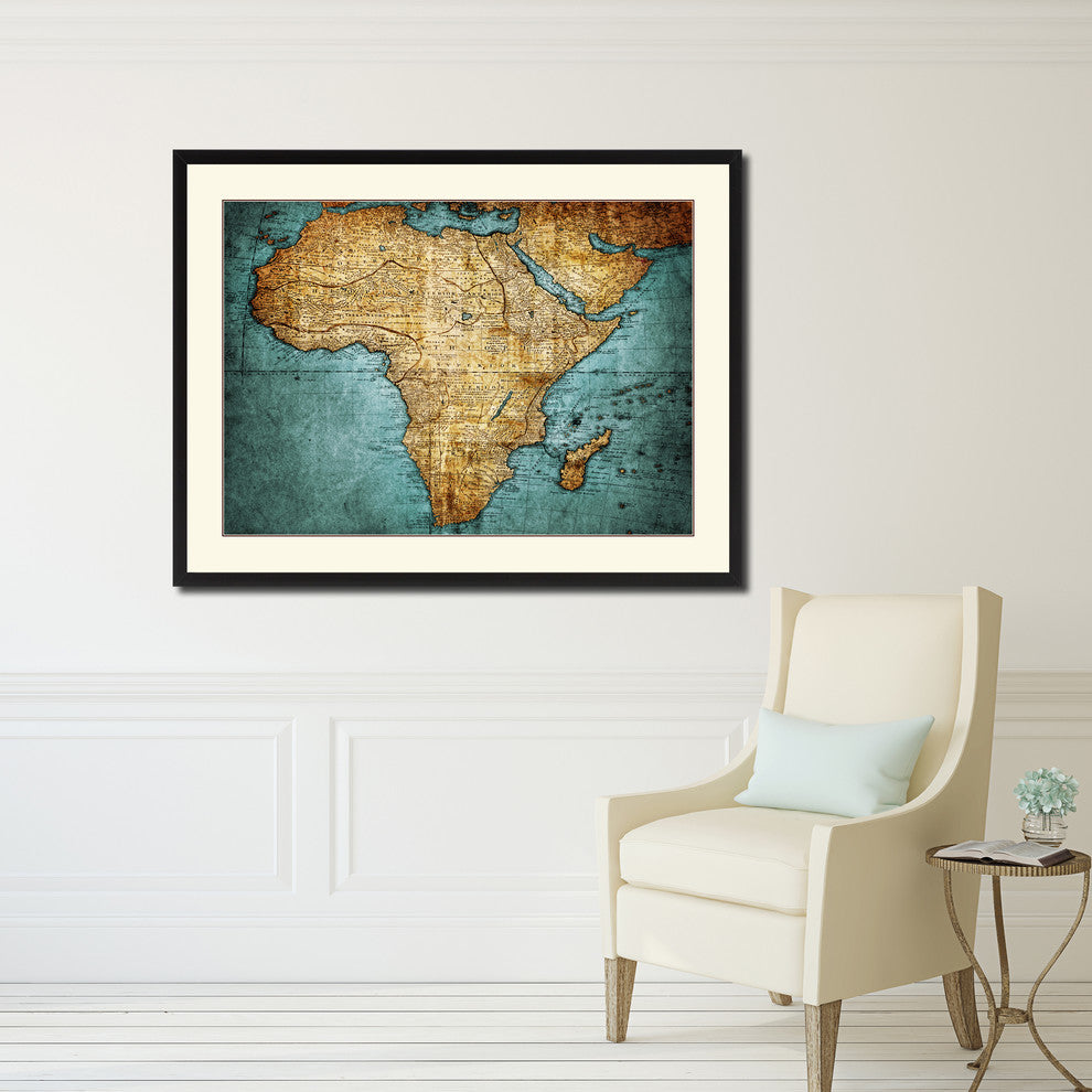Africa Mapmaker Vintage Map Print On Canvas With Picture Frame 16" X 21"