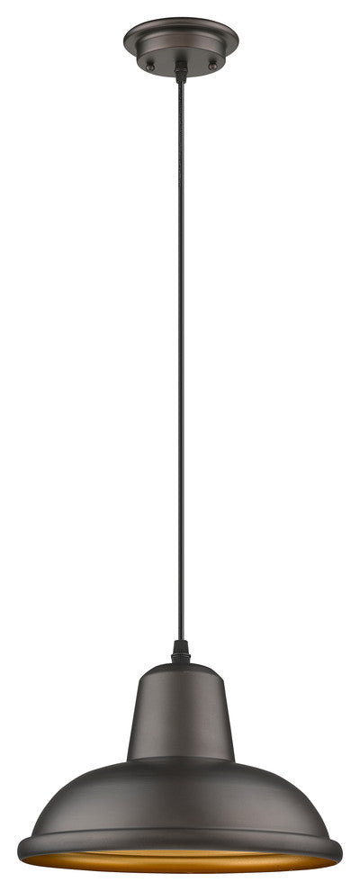 Ironclad 1-Light Rubbed Bronze Ceiling Mini Pendant 10"