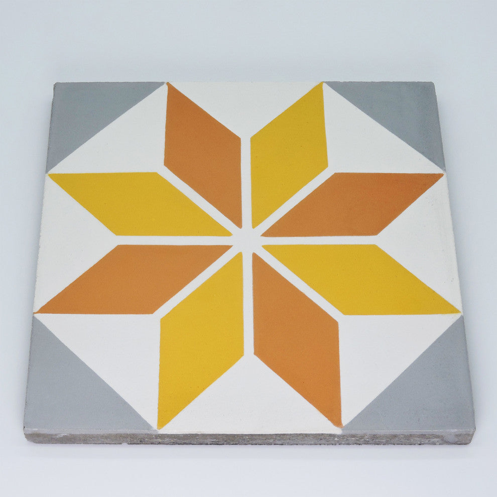 8"x8" Assila Handmade Cement Tile, Multicolor, Set of 12