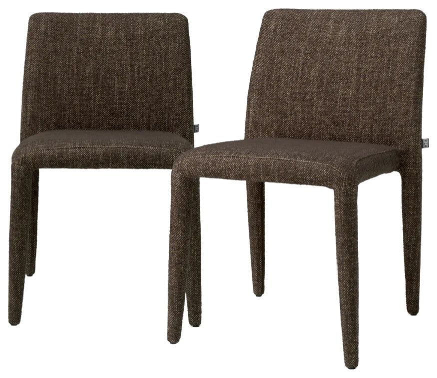 Fabric Covered Dining Chairs, Set of 2, Eichholtz Leiza, Brown