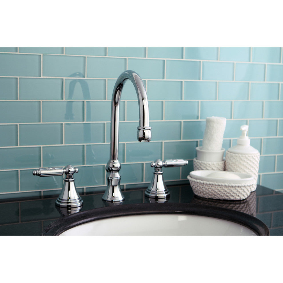 Fauceture Widespread Bathroom Faucet With Brass Pop-Up, Polished Chrome