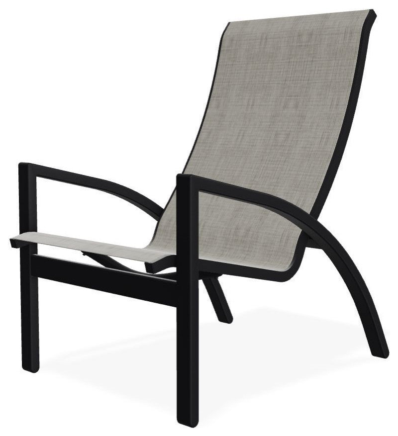 Kendall Sling Stackable Outdoor Lounge Chair, Smoke/Black