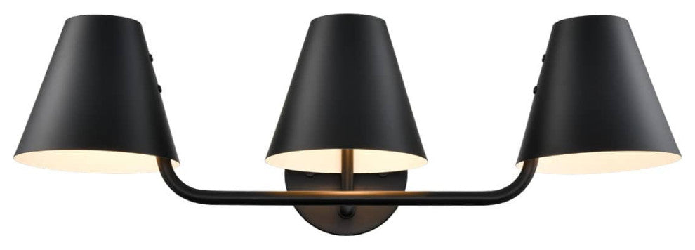 Industrial 3-Light Bathroom Vanity Light Black