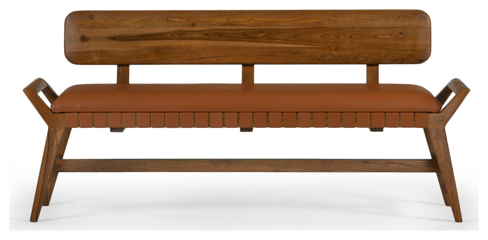 Robertson Recycled Teak Leather Bench